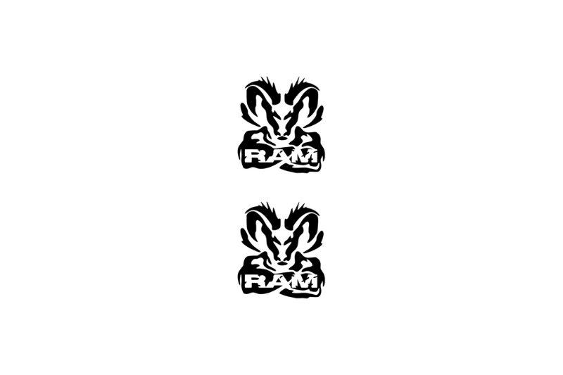 Dodge RAM Emblem & Badge Set - Grille and Tailgate Dodge RAM logo (Type 6) Dodge emblems decoinfabric WHITE