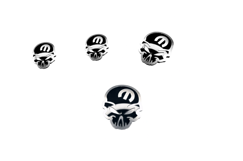 Jeep Stainless Steel Emblem & Badges set with Mopar Skull logo (Type 2) Jeep emblems decoinfabric