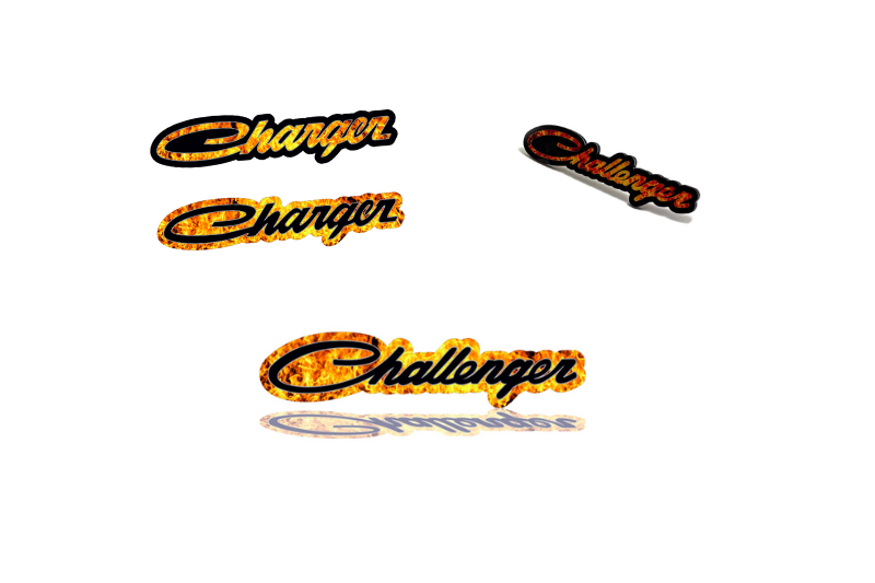 Dodge Challenger Emblem & Badges set with Challenger Fire logo Dodge emblems decoinfabric
