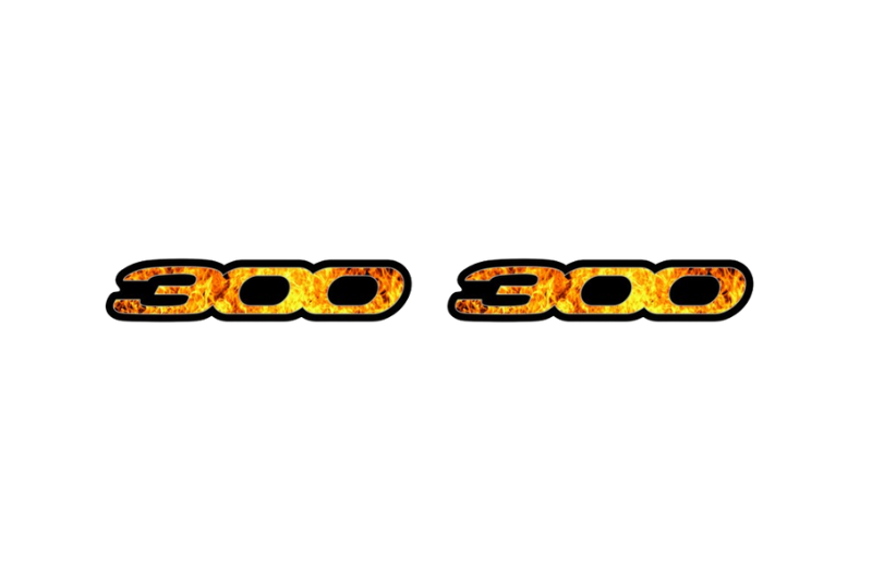 Chrysler emblem for fenders with 300 Fire logo Chrysler emblems decoinfabric BLACK FRAME+FIRE LOGO