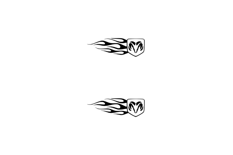 Dodge RAM Emblem & Badge Set - Grille and Tailgate Dodge RAM Flame logo Dodge emblems decoinfabric WHITE
