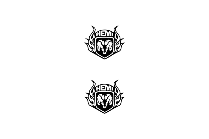 Dodge RAM Emblem & Badge Set - Grille and Tailgate Hemi logo Dodge emblems decoinfabric WHITE