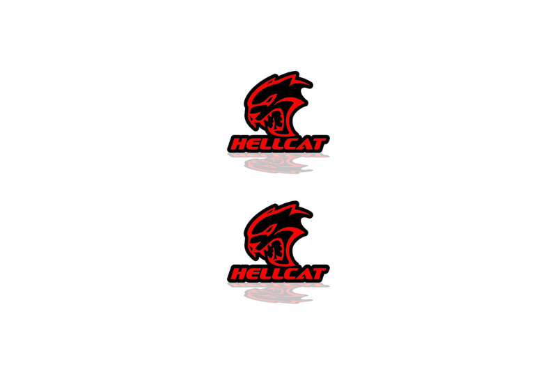 Dodge Emblem & Badge Set - Grille and Tailgate Hellcat + text Hellcat logo Dodge emblems decoinfabric RED