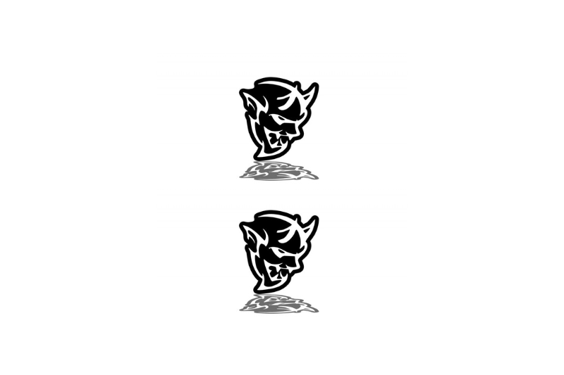 Dodge Emblem & Badge Set - Grille and Tailgate Demon logo Dodge emblems decoinfabric WHITE