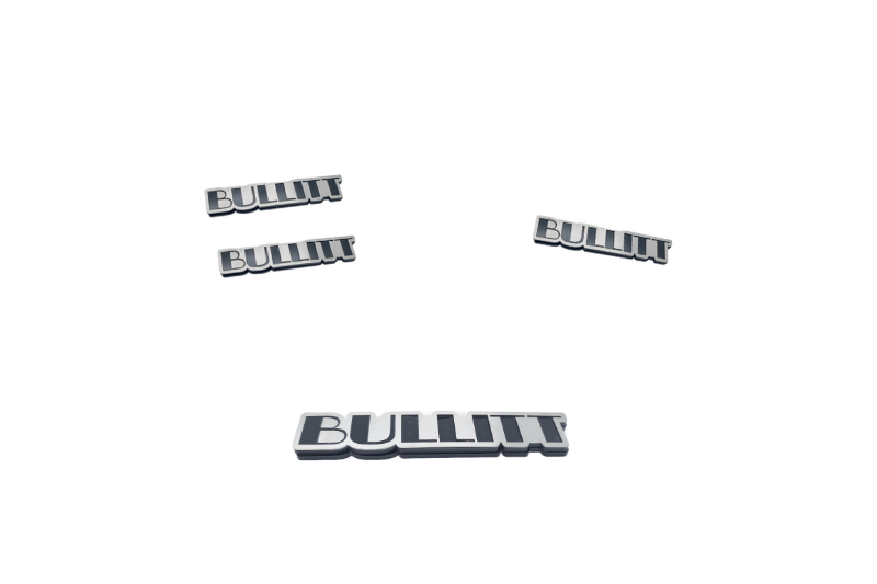 Ford Mustang Stainless Steel Emblem & Badges set with Bullitt logo (Type 3) Ford emblems decoinfabric BLACK
