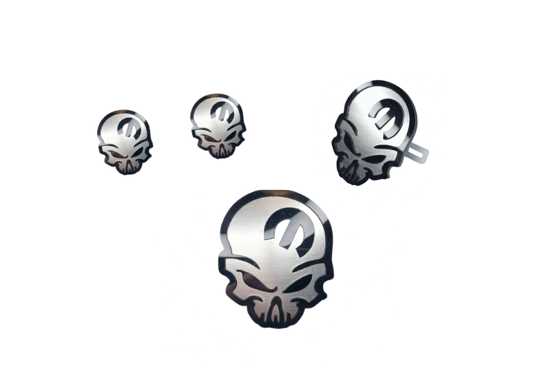 Chrysler Stainless Steel Emblem & Badges set with Mopar Skull logo Chrysler emblems decoinfabric