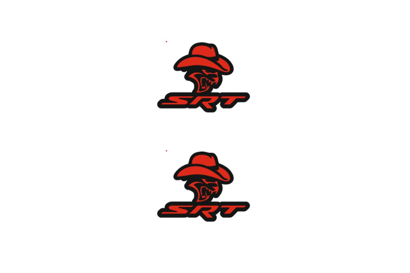 Dodge Emblem & Badge Set - Grille and Tailgate Cowboy SRT logo Dodge emblems decoinfabric RED