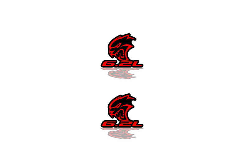 Dodge Emblem & Badge Set - Grille and Tailgate Hellcat 6.2L logo Dodge emblems decoinfabric RED
