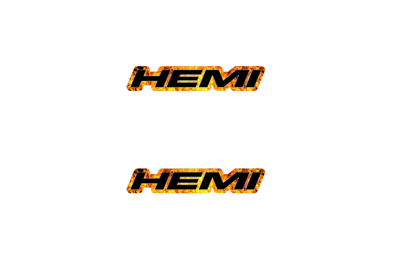 Dodge Emblem & Badge Set - Grille and Tailgate Hemi Fire logo Dodge emblems decoinfabric FIRE FRAME+BLACK LOGO
