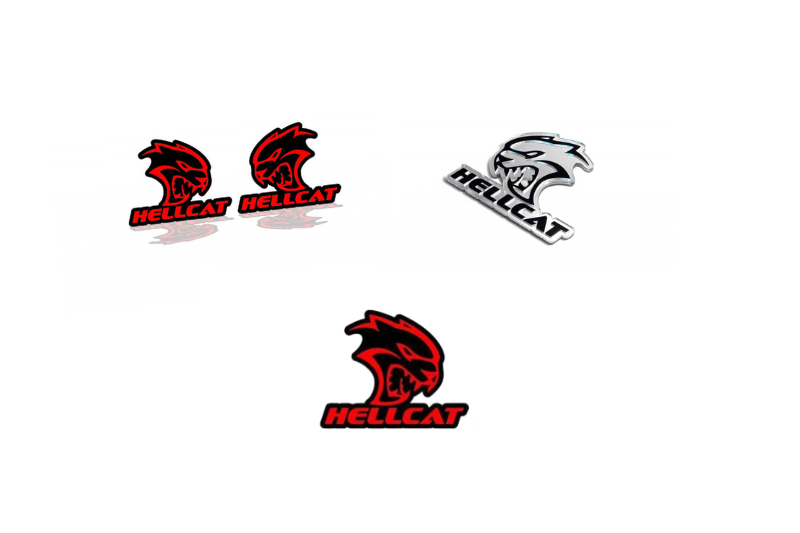 Jeep Emblem & Badges set with Hellcat + text Hellcat logo