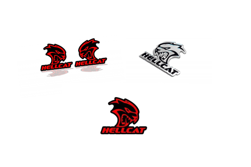 Jeep Emblem & Badges set with Hellcat + text Hellcat logo Jeep emblems decoinfabric