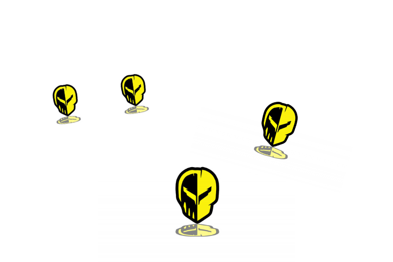 Chevrolet Emblem & Badges set with Jake Skull logo Chevrolet emblems decoinfabric BLACK YELLOW