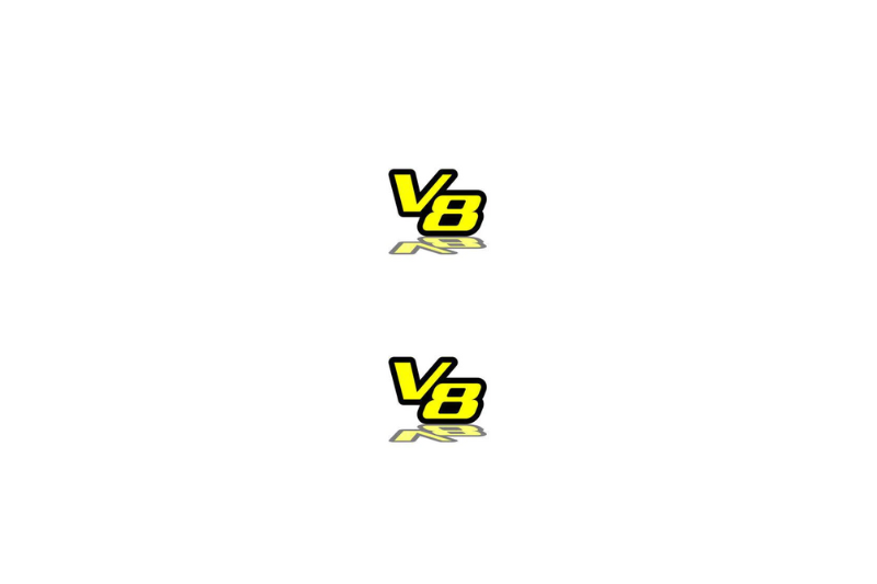 Dodge Emblem & Badge Set - Grille and Tailgate V8 logo Dodge emblems decoinfabric YELLOW