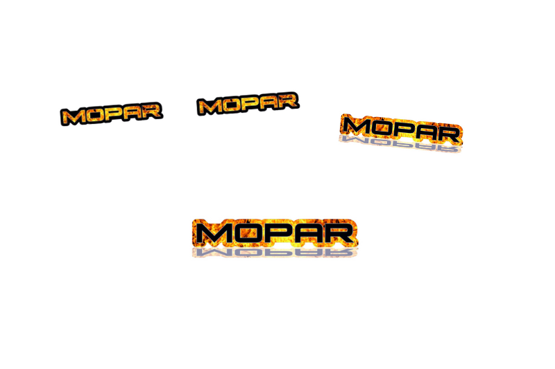 Jeep Emblem & Badges set with Mopar Fire logo Jeep emblems decoinfabric