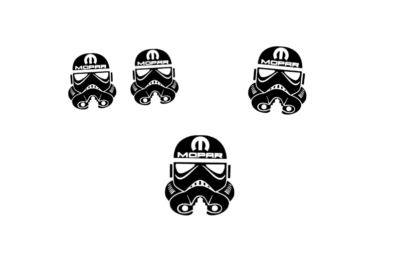 Jeep Emblem & Badges set with Storm Trooper Mopar logo Jeep emblems decoinfabric