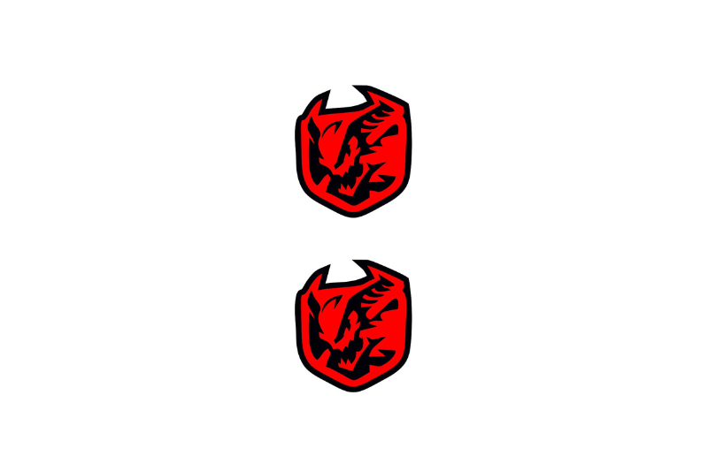 Dodge Emblem & Badge Set - Grille and Tailgate Predator logo Dodge emblems decoinfabric RED