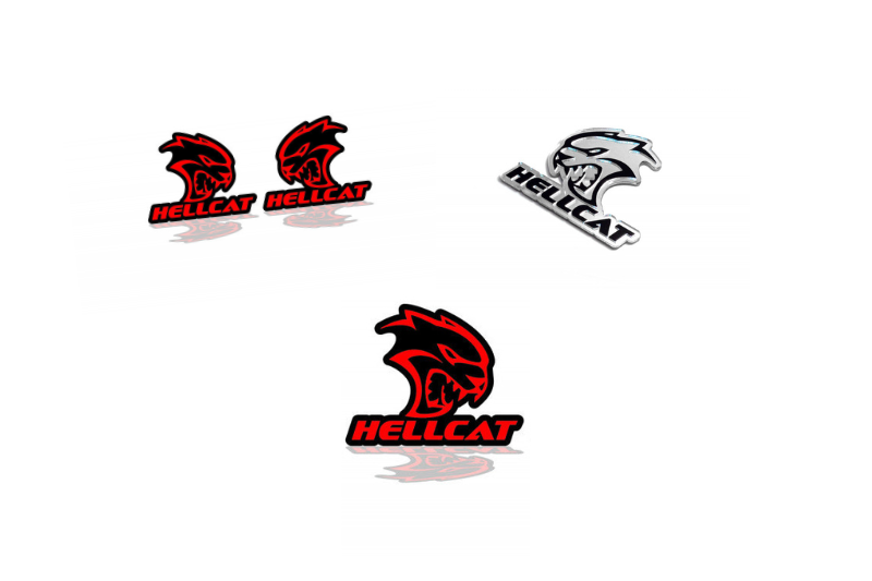 Dodge Emblem & Badges set with Hellcat + text Hellcat logo Dodge emblems decoinfabric