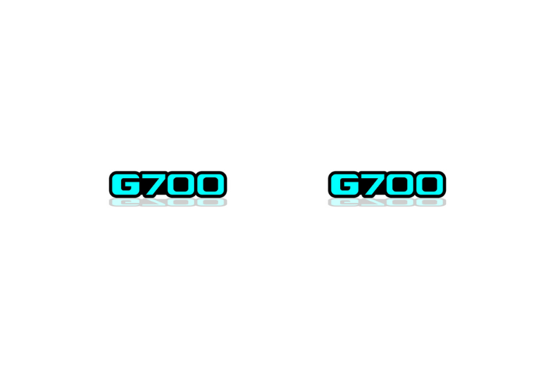Mercedes G-Class emblem for fenders with G700 logo fender decoinfabric BLACK LIGHT BLUE