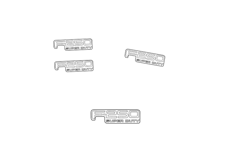 Ford F250 Emblem & Badges set with F250 Super Duty logo (Type 3) Ford emblems decoinfabric