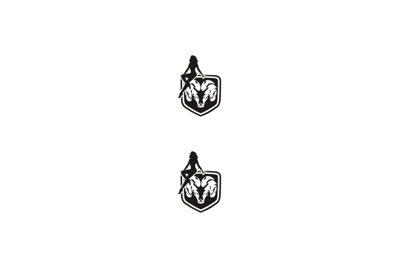Dodge RAM Emblem & Badge Set - Grille and Tailgate Dodge RAM Girl logo Dodge emblems decoinfabric WHITE