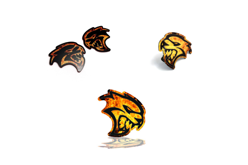 Jeep Emblem & Badges set with Hellcat Fire logo Jeep emblems decoinfabric