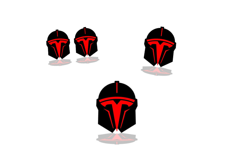 Tesla Emblem & Badges set with Tesla Helmet logo