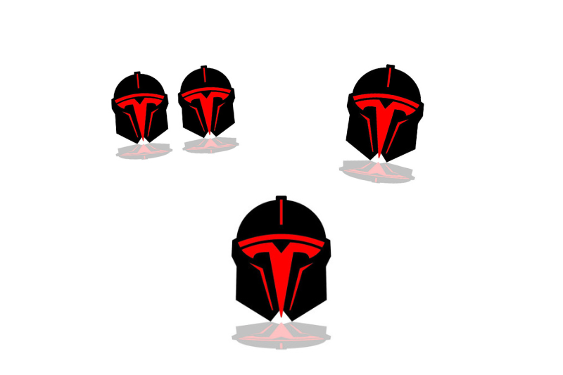 Tesla Emblem & Badges set with Tesla Helmet logo Tesla emblems decoinfabric