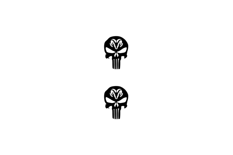 Dodge RAM Emblem & Badge Set - Grille and Tailgate Dodge RAM Punisher logo Dodge emblems decoinfabric BLACK