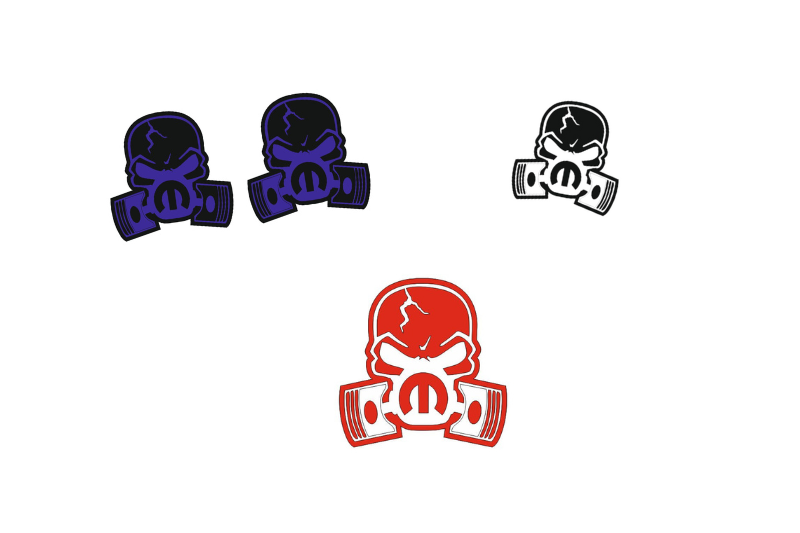Dodge Emblem & Badges set with Mopar Piston Gas Mask logo Dodge emblems decoinfabric