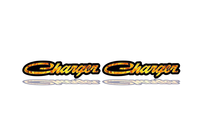 Dodge Charger emblem for fenders with Charger Fire logo Dodge emblems decoinfabric BLACK FRAME+FIRE LOGO