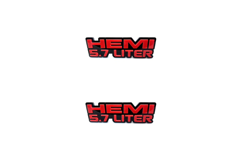 Dodge Emblem & Badge Set - Grille and Tailgate Hemi 5.7 Liter logo Dodge emblems decoinfabric RED