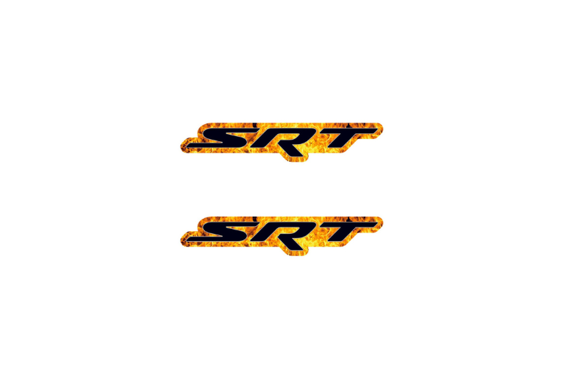 Dodge Emblem & Badge Set - Grille and Tailgate SRT Fire logo Dodge emblems decoinfabric FIRE FRAME+BLACK LOGO