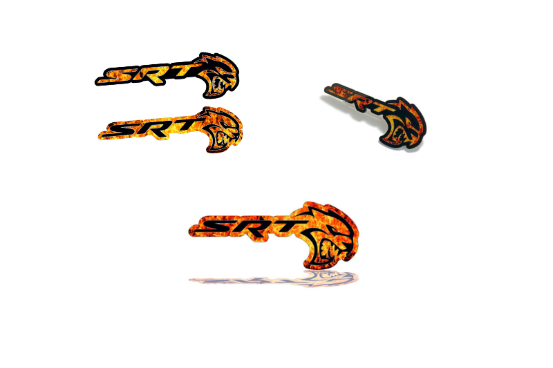 Dodge Emblem & Badges set with SRT Hellcat Fire logo Dodge emblems decoinfabric