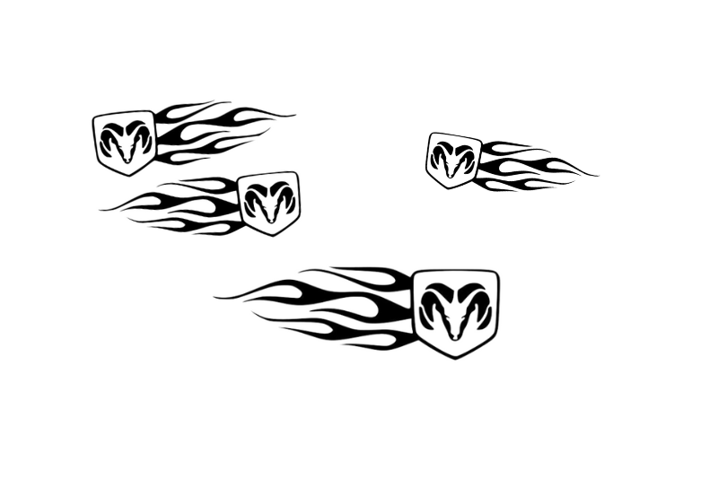 Dodge RAM Emblem & Badges set with Dodge RAM Flame logo Dodge emblems decoinfabric