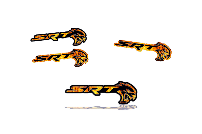 Chrysler Emblem & Badges set with SRT Hellcat Fire logo Chrysler emblems decoinfabric