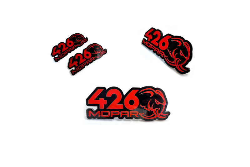 Dodge Emblem & Badges set with 426 Mopar Hellephant logo Dodge emblems decoinfabric BLACK RED