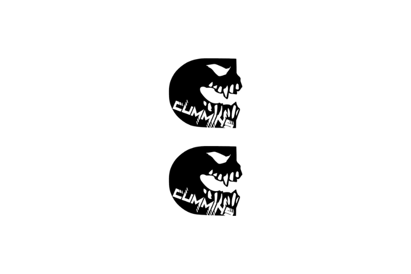 Dodge Emblem & Badge Set - Grille and Tailgate Cummins Monsters logo Dodge emblems decoinfabric BLACK