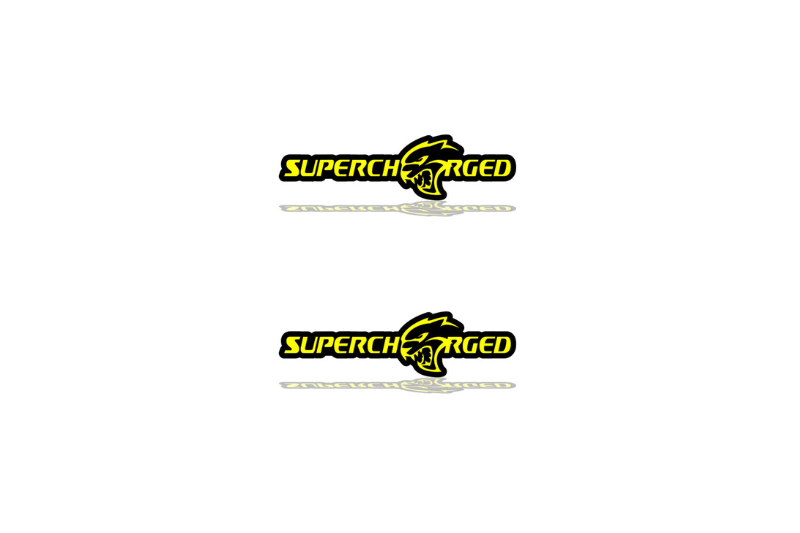 Dodge Emblem & Badge Set - Grille and Tailgate Supercharged + Hellcat logo Dodge emblems decoinfabric YELLOW