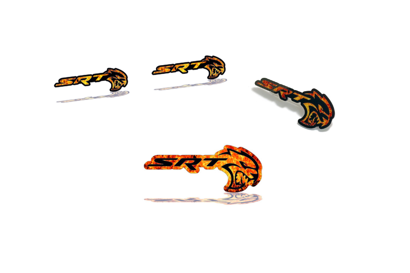 Jeep Emblem & Badges set with SRT Hellcat Fire logo Jeep emblems decoinfabric