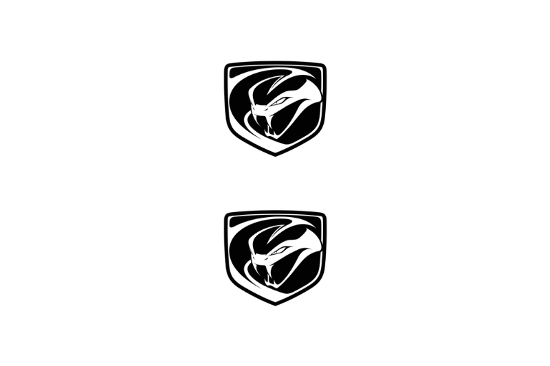 Dodge Viper Emblem & Badge Set - Grille and Tailgate Striking Snake logo Dodge emblems decoinfabric WHITE