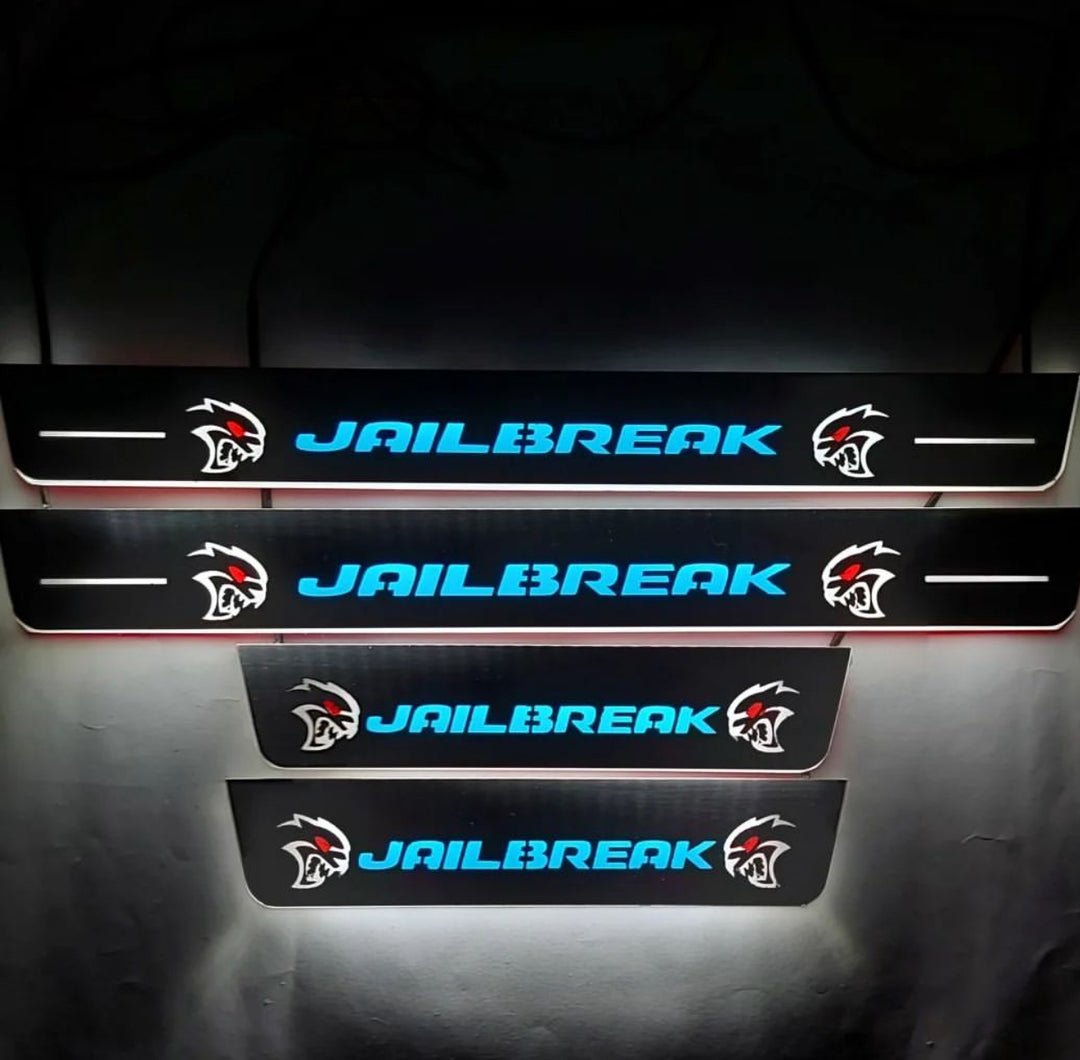 Dodge Charger 2011+ Door Sill Led Plate With JAILBREAK Logo Dodge Led Door Sills opdesign