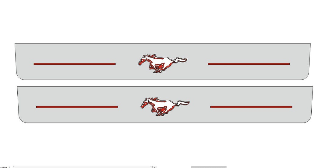 Ford Mustang VI 2015-2023 Illuminated LED Door Sill Plates With Mustang Logo (type 2) Ford Led Door Sills opdesign RED FRONT