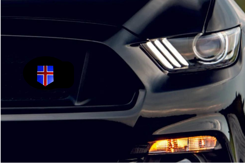 Radiator grille emblem with Iceland logo