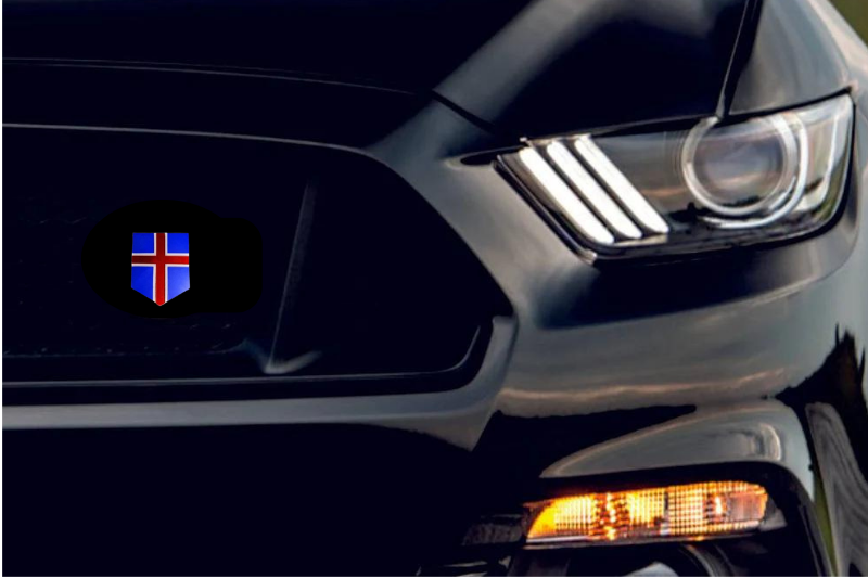 Radiator grille emblem with Iceland logo Custom design emblems decoinfabric