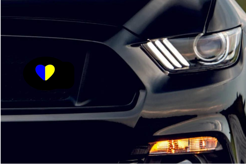 Radiator grille emblem with Ukraine Heart logo (type 2) Custom design emblems decoinfabric