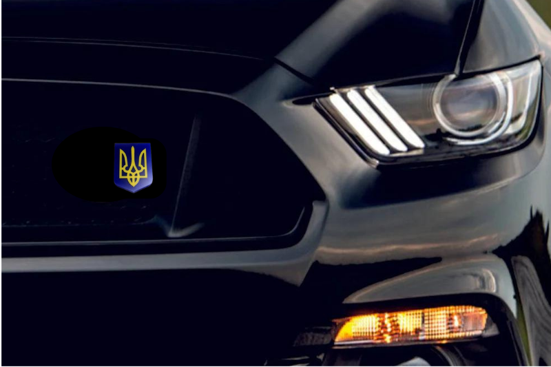 Radiator grille emblem with Coat of arms of Ukraine logo