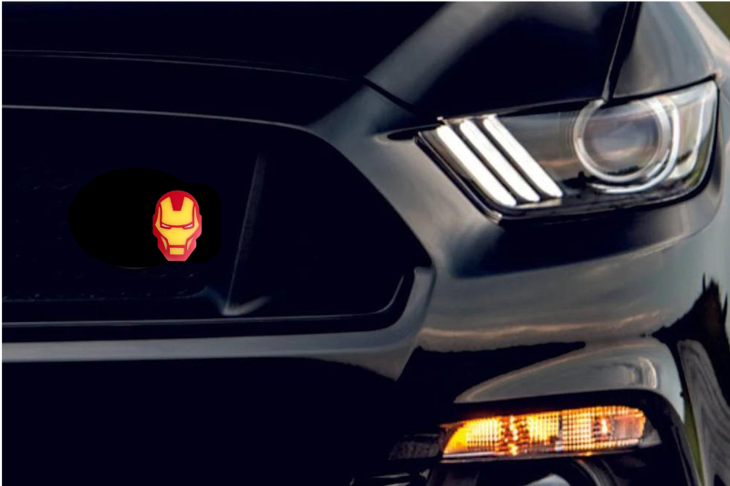 Radiator grille emblem with Iron Man logo Custom design emblems decoinfabric