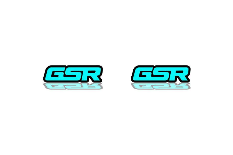 Mitsubishi Emblem & Badges set with GSR logo Mitsubishi emblems decoinfabric BLACK LIGHT BLUE