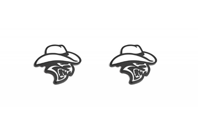 Chrysler emblem for fenders with Hellcat Cowboy logo Chrysler emblems decoinfabric BLACK WHITE