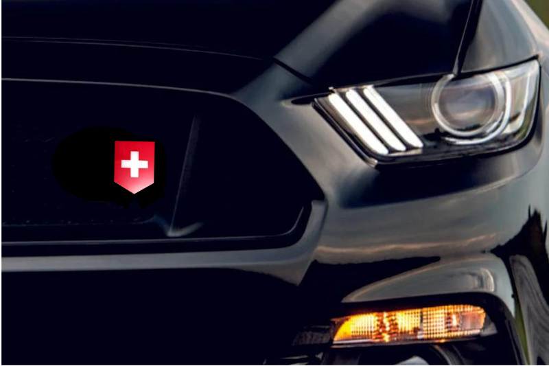 Radiator grille emblem with Switzerland logo